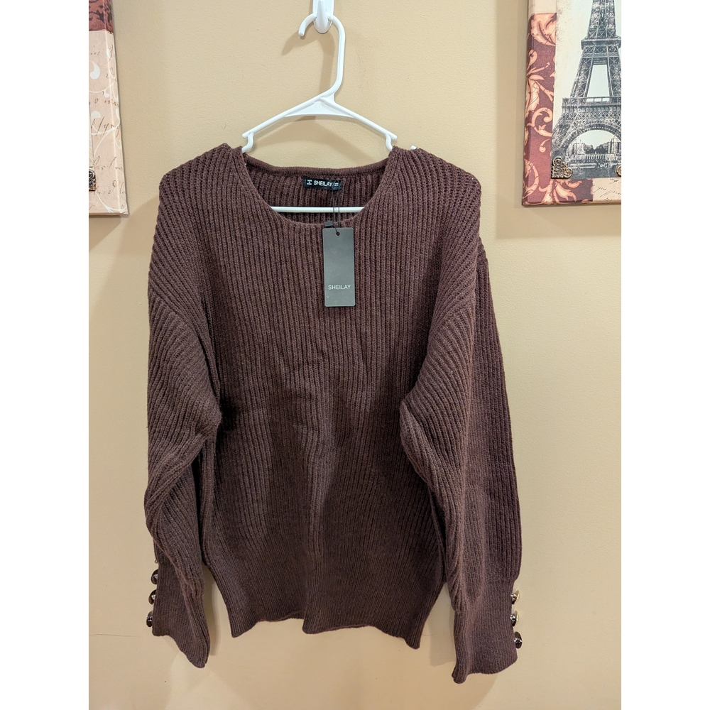 Simple Chocolate Brown Women's Crew Neck Sweater